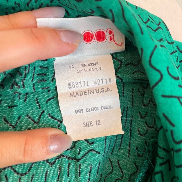 Vintage Cos Cob green button down casual womens blouse Large RARE - Picture 10 of 12